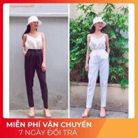 Quần baggy nữ lưng thun chất vải tuyết mưa form chuẩn lưng cao có bigsize  ྇