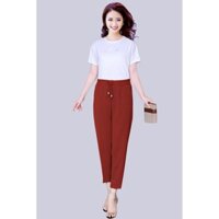 Quần baggy nữ lưng thun vải đũi Qđ03