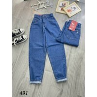 Quần baggy nữ màu xanh đậm không co giãn, cạp siêu cao hách dáng pants nữ women pants mã 491