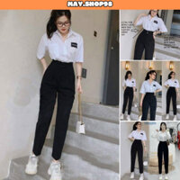 Quần baggy nữ, quần tây nữ baggy chất vải tuyết mưa mịn và dày dặn 2 nút cúc SKUQ-55ADN may.shop98