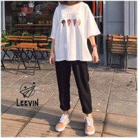 Quần Baggy Nữ Thun BASIC Unisex Form Ống Suông -  Kiểu quần baggy nữ màu đen Leevin Store - M