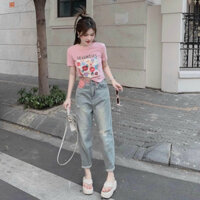 Quần Baggy Nữ Trơn Kiểu Dáng Basic Dễ Phối Đồ - Quần Jean Cạp Cao Siêu Hack Dáng