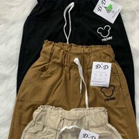 Quần baggy nữ vải đũi cạp chun lưng cao dáng dài M824