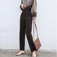 Quần baggy nữ xẻ gấu siêu đẹp quần tây chất tuyết mưa cạp cao khóa giọt lệ hông thời trang Banamo Fashion 8311 - 3 khuy đen8315,S