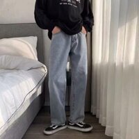 Quần baggy ống rộng - Quần jean nam jean trơn basic dễ phối đồ  ྇