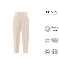 Quần baggy, quần công sở nữ NKN Delia màu kem, thiết kế lưng cao, dáng dài, chất liệu cao cấp