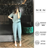 Quần baggy, quần công sở nữ NKN Bukger màu Xanh ngọc, thiết kế lưng cao, bo gấu, chất liệu cao cấp.