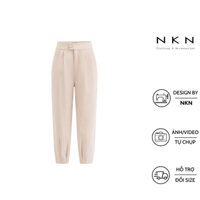 Quần baggy, quần công sở nữ NKN Bukger màu kem, thiết kế bo gấu dáng dài, chất liệu cao cấp