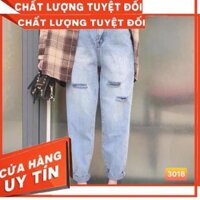 QUẦN BAGGY XANH NHẠT RÁCH CẮT CÁ TÍNH- ảnh thật trải sàn