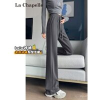 Quần Banana Slim Màu Xám Lót Lông La Chapelle cho Phụ Nữ, Mùa Thu Đông 2025, Quần Thể Thao Ống Thẳng Mới