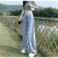 Quần BẦU jeans màu xanh lam nhạt