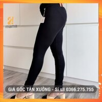 Quần bầu legging 2MAMA cạp chéo mùa hè màu đen con mèo - V37