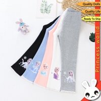 Quần Bé Gái 100% Cotton Frozen Elsa Công Chúa Quần Legging baju Bé Gái Trẻ Em Quần Legging Disney Ren seluar Panjang