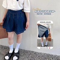 Quần Bé Gái 3.2 Váy Quần Jean Bé Gái Giả Hai Mảnh Váy Xếp Ly Quần Short Chống Trầy Xước