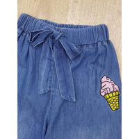 Quần bé gái Jean giấy, lửng ngố ống loe , thêu hình kem Cute dễ phối đồ, size to 9t-14t(20-45kg)22HQ0379-A1_vk_ca N01102