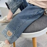 Quần bé gái quần ống rộng xuân thu Quần bò ống rộng phong cách Hàn Quốc mẫu mới dễ phối Instagram thời trang trẻ em vừa và nhỏ