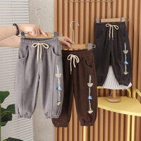 Quần Bé Trai Bán Chạy Nhất Mùa Thu Phong Cách Mới Trẻ Em Phong Cách Phương Tây In Hình Gấu Quần Trung Nhỏ Trẻ Em Đẹp Trai Mùa Xuân Thu Hợp Thời Trang 4.2