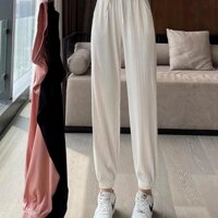 Quần bigsize tăm thái Jogger bo gấu, quần dài nữ ống bom form to