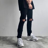 quần Black Destroyed Jeans With Zip