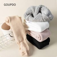 Quần bó ấm áp GOUPDO, Quần trẻ em mùa đông dày dặn, Quần legging Cotton màu trơn cho trẻ mới biết đi