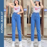 Quần Bò Baggy Nữ Lưng Cao Màu Xanh Đậm Trơn Basic, Chất Liệu Jean Mền Mịn Dễ Mặc Dễ Phối 435