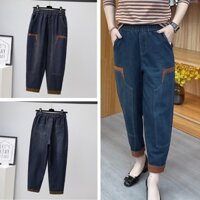 Quần bò bagy nữ ,quần jeans cạp chun  chất bò mềm fom dáng đứng  QS38