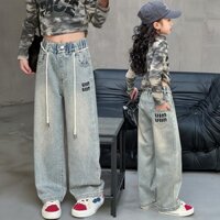 Quần Bò Bé Gái NANABU FASHION - HB2475  Dáng Suông vải mềm mát cạp chun Từ 18-50kg