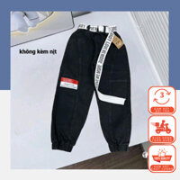Quần Bò Bé Trai Bo Gấu Hiphop Màu Đen Chất Co Giãn Mềm