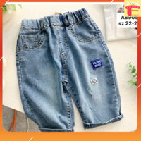 Quần bò cho bé trai lửng size đại, Quần jean trẻ em 4-9 tuổi đáp chữ TGIRE vải mềm mại khỏe khắn thời trang