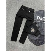 quần bò dài nam D G màu đen trơn điểm nhấn họa tiết túi sau đẹp,vải jean dày mềm co giãn nhẹ phom chuẩn 1:1 quảng châu