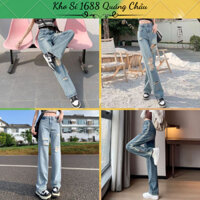 Quần Bò Dài Ống Rộng Nữ Phong Cách Hàn Quốc, Quần Jean Ống Rộng Cạp Cao (QB60)