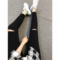 Quần bò đen rách gối, Quần jean nữ rách gối thời trang