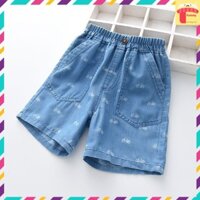 Quần bò giấy cho bé 2-10 tuổi hình xe đạp, Quần jean bé trai lửng hàng cao cấp vải mềm mỏng khỏe khắn thời trang