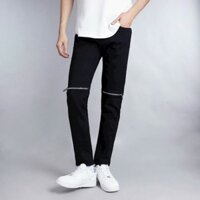 Quần bò jean nam dài đen khóa gối đẹp mẫu mới hot,chất jean co giãn ống côn bó nhẹ giá tốt