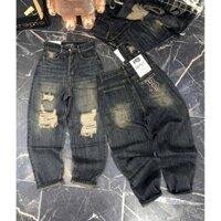 Quần bò jean nữ dáng dài baggy thêu chữ B túi sau Women Denim Pants