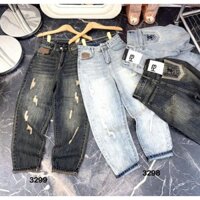Quần bò jean nữ dáng dài baggy rách nhẹ túi thêu chữ size SML