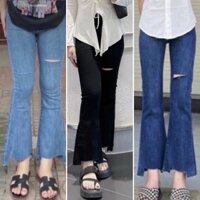 Quần bò jean nữ ống loe đứng co giãn jeans cạp cao cao cấp Hottrend 2022 - Hàng mới về