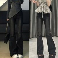 Quần bò jean nữ ống loe đứng rộng suông co giãn jeans cạp cao cao cấp Hottrend 2023 Win boutique