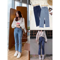 Quần Bò Jeans Nữ Ống Đứng, Quần Bò Denim Ống Suông Nhẹ Co Giãn Cạp Cao Siêu Hách Dáng Cực Đỉnh