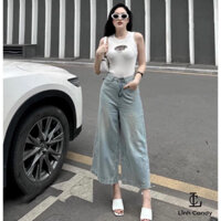 Quần Bò Jeans Nữ Ống Suông Rộng Form Lửng