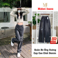 Quần Bò Jeans Thụng SN03 Midori Jeans, Quần Bò Rách Ống Suông Dáng Đứng Siêu Xinh