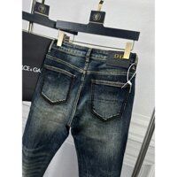 Quần bò nam BoBoMen quần jean màu xanh đen mài xước nhẹ túi hậu thêu chữ phom slimfit