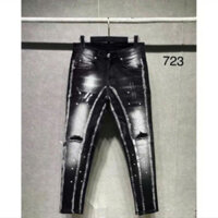 Quần bò nam đen, quần bò boy phố, đen wash 2 đáy rách gối, thiết thế thời trang 2025