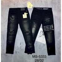 Quần Bò Nam DSQ Biker Hàng Đẹp mới cập bến, Quần jean ống côn nam DSQ khóa cúc xanh đậm vảy sơn mài bạc