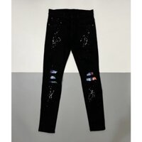 Quần bò nam ống côn Amiri rách gối vá 7 màu vẩy sơn bản mới hot trend 2022