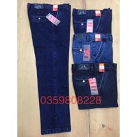 Quần bò nam trung niên dáng thụng túi chéo loại ống suông - Xanh Đen,30