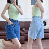 Quần bò nữ cap chun, quần short jean lưng chun đai chỉnh eo có bigsize(S1113)