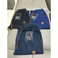 quần bò nữ dáng baggy  cạp chun lưng cao có dây rút