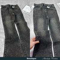 QUẦN BÒ NỮ DÁNG LOE-QUẦN JEAN PHỐI ĐÍNH ĐÁ CÁ TÍNH -CHẤT CO GIÃN .