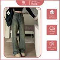 Quần Bò Nữ Ống Đứng, Quần Jeans Nữ Ống Suông Xanh Mài